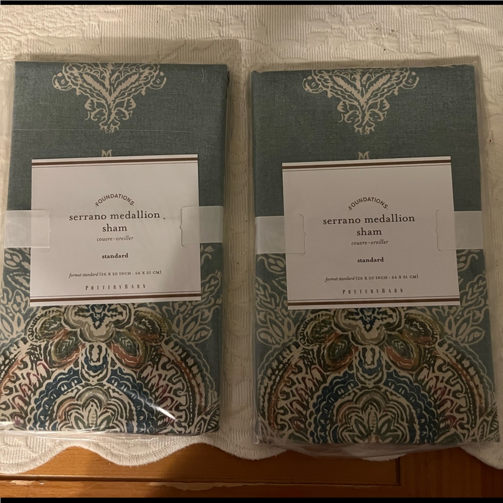 Pottery Barn Serrano Medallion Shams (Set of two). Brand New.